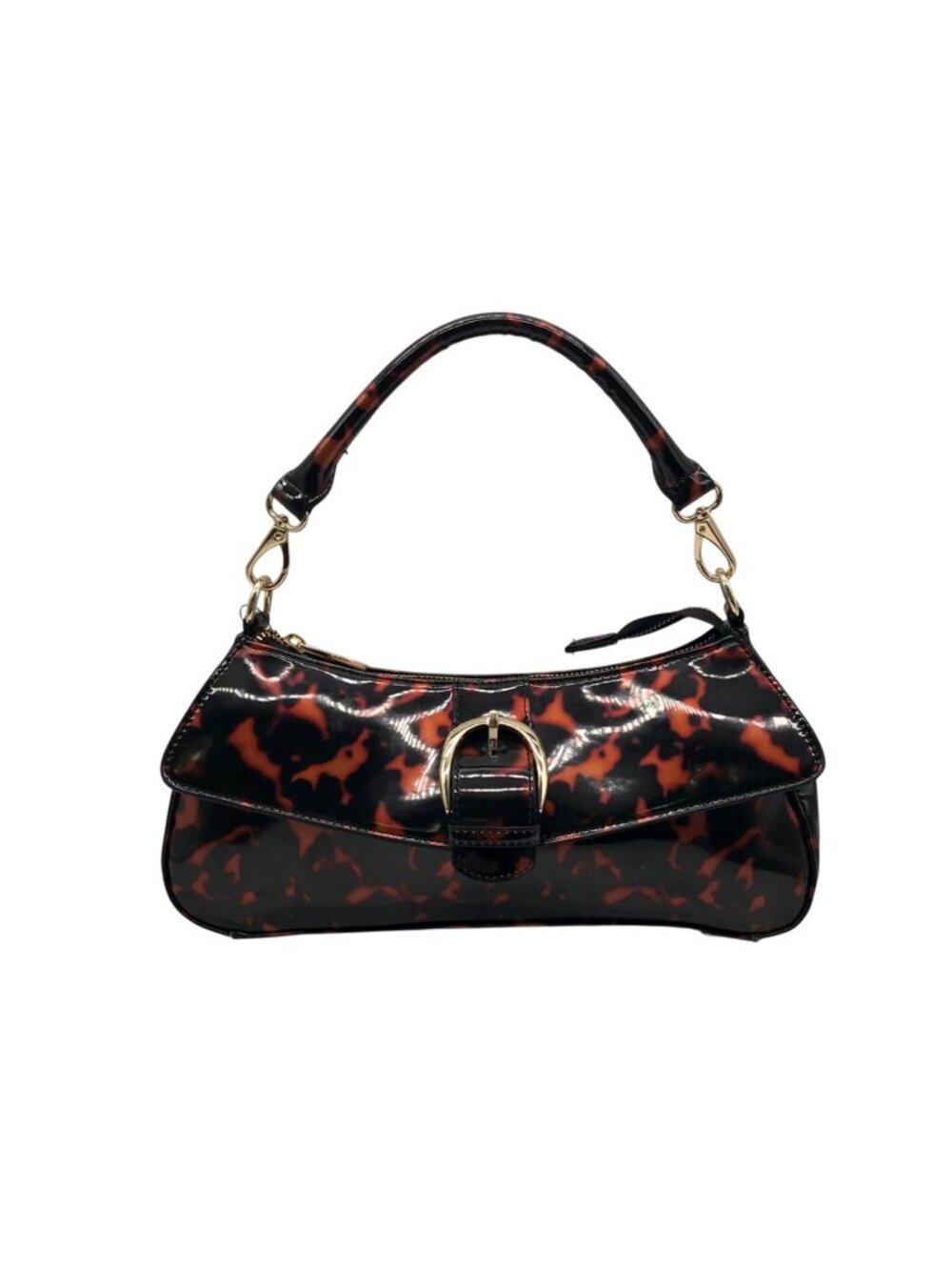 On 34th Brown Tortoise Shell Sleek Pvc Baguette Shoulder Bag